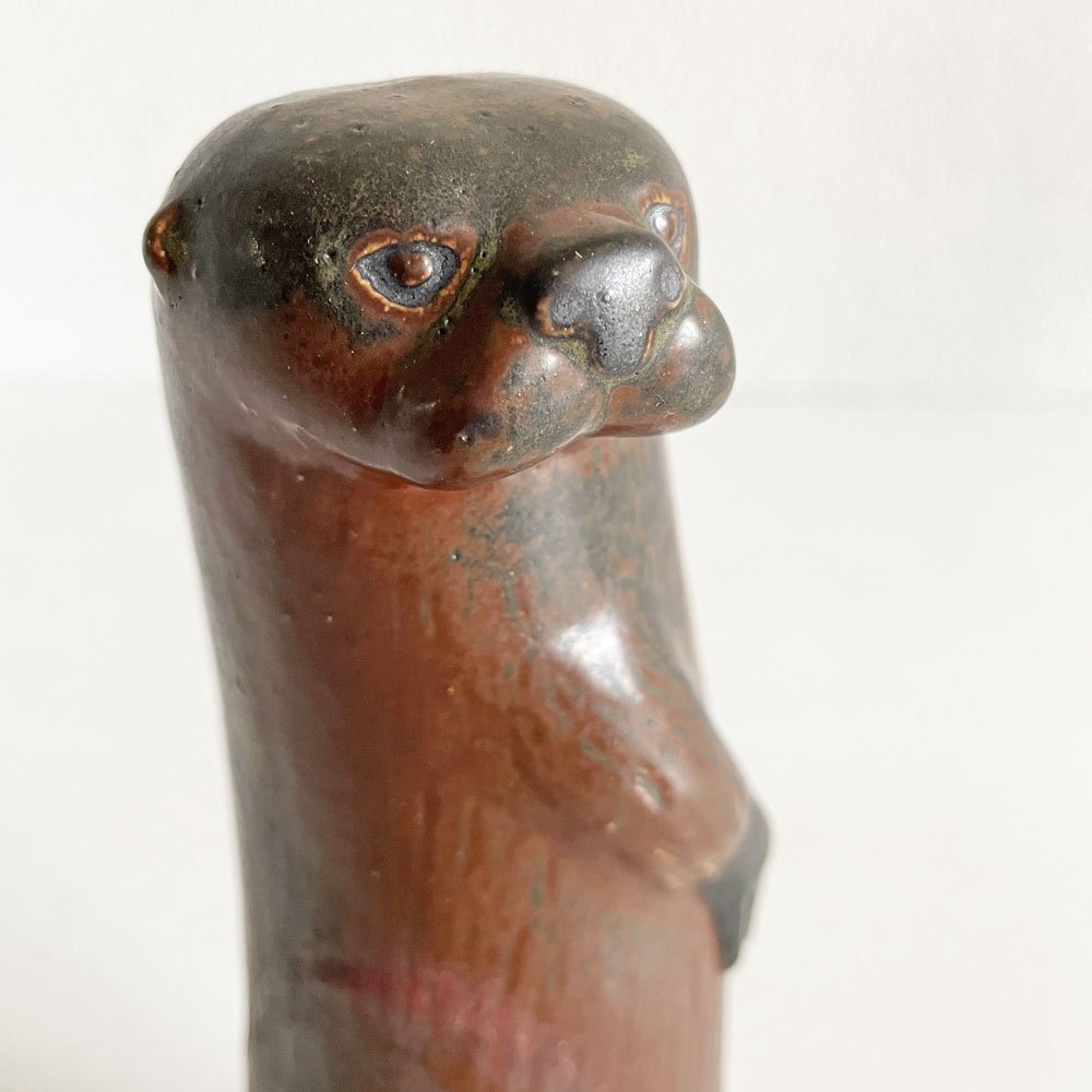 グスタフスベリ Gustavsberg 絶滅寸前の動物 WWF Utrotningshotade Djur カワウソ Utter 陶製フィギュリン 1980年 2500個限定 リサ・ラーソン スウェーデン 北欧ビンテージ 補修あり 〓