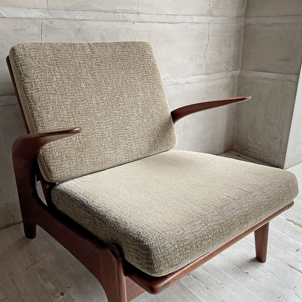 ギムソン＆スレーター Gimson & Slater ローバックラウンジチェア 1Pソファ チーク無垢材 Rolf Rastad & Adolf Relling ワイヤースプリング UKビンテージ ♪