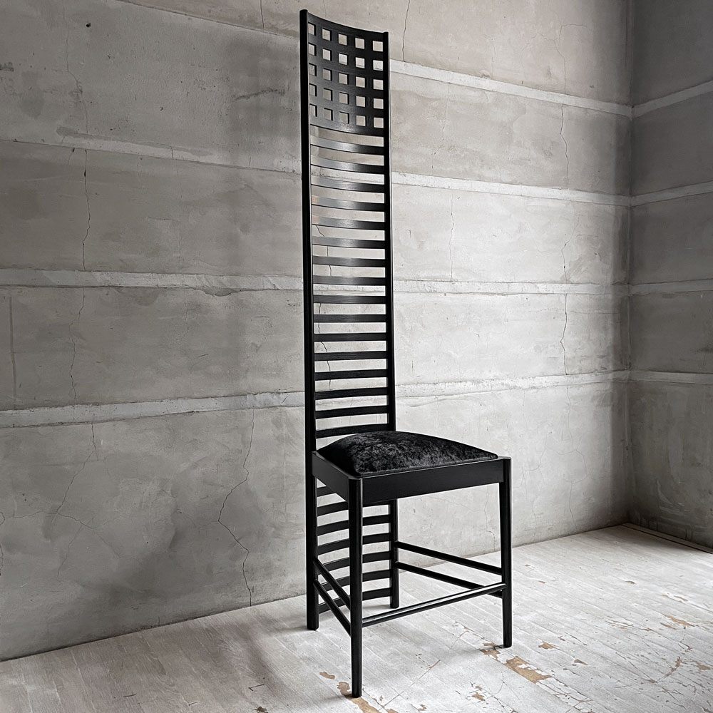 カッシーナ Cassina ヒルハウス 292 Hill House 1 ラダーバックチェア シルクベルベット ブラック チャールズ・レニー・マッキントッシュ 参考定価￥759,000- ♪