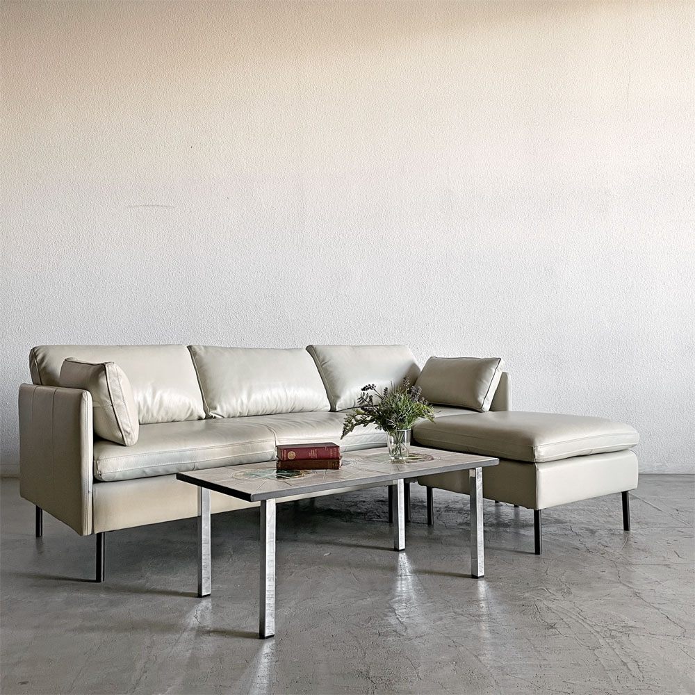 アクタス ACTUS ファイブバイファイブ five by five トランス TRANS システムソファ カウチソファ セパレートタイプ 3点セット W208cm 本革 オフホワイト系 参考価格￥316,800- 廃番 〓