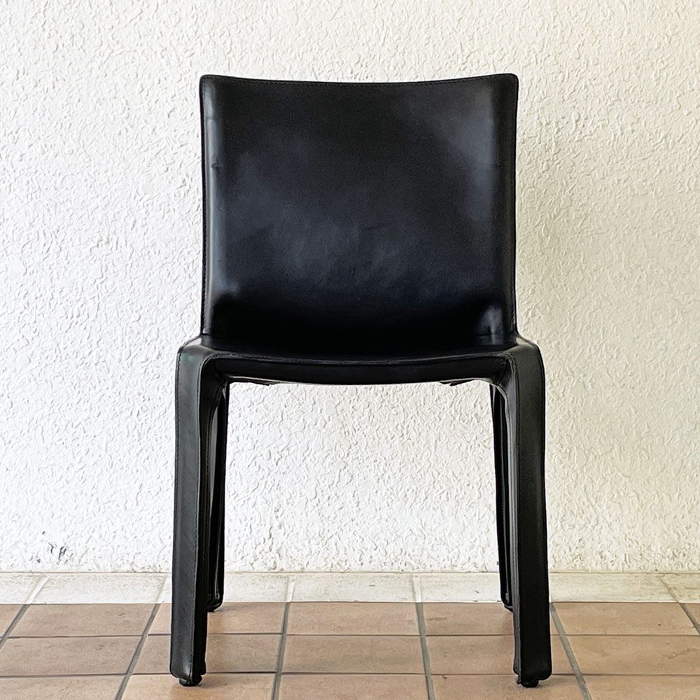 カッシーナ Cassina キャブチェア 412 CAB CHAIR アームレス 本革 マリオ・ベリーニ MoMA イタリアンモダン 定価￥308,000- ◇