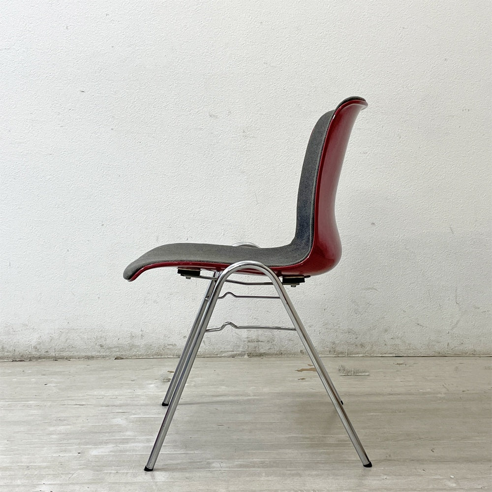 コトブキ KOTOBUKI 柳宗理 FRP サイドチェア 別注 レッドシェル オリジナルファブリック スタッキング ジャパニーズミッドセンチュリー ビンテージ LowタイプB ●