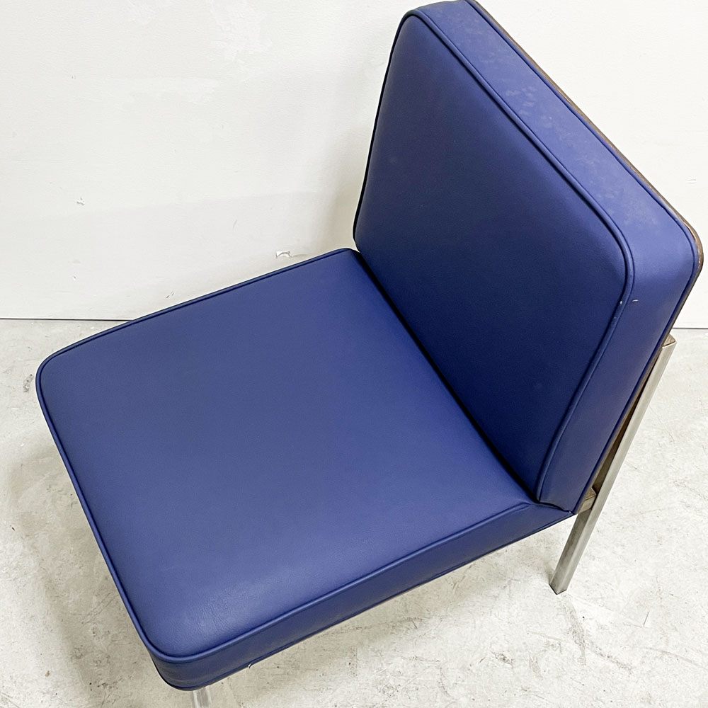 モリソン小林 カフェチェア ラウンジチェア 1P オーダーメイド家具 合皮 ブルーカラー スチール 店舗什器 B ●
