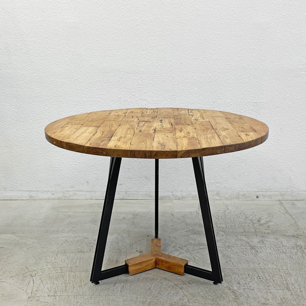 ジャーナルスタンダード ファニチャー JOURNAL STANDARD FURNITURE フェンディ FENDY ラウンドダイニングテーブル チーク古材 Φ100cm 〓