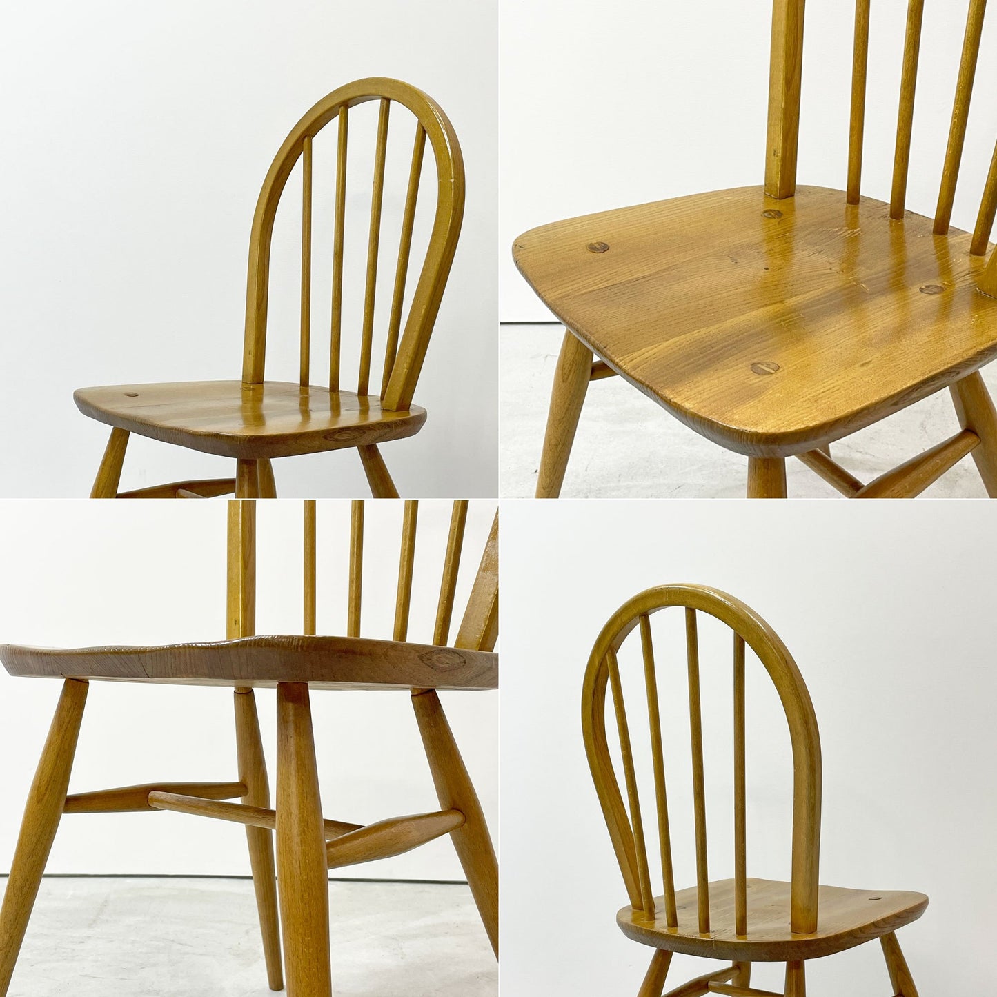 アーコール Ercol フープバックチェア ダイニングチェア スポークバック エルム材 UKビンテージ vintage 英国家具 ●