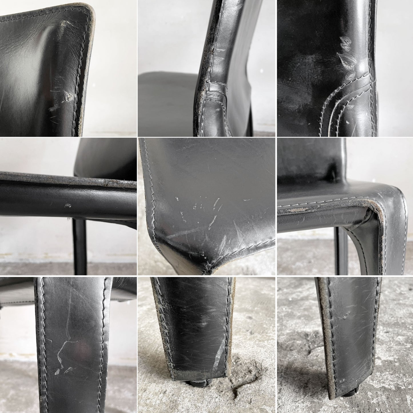 カッシーナ Cassina キャブチェア 412 CAB CHAIR アームレス 本革 ブラック マリオ・ベリーニ MoMA イタリアンモダン B ■