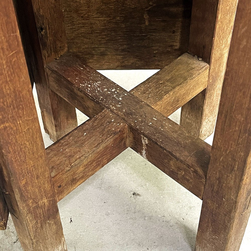 ジャパンビンテージ Japan Vintage スツール 図工椅子 角椅子 花台 ディスプレイスタンド 無垢材 木味 古家具 ●