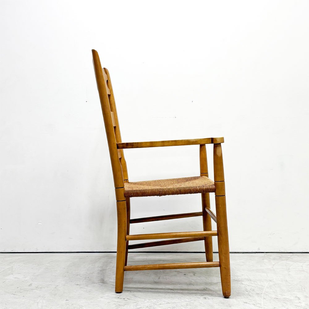 イーセンアーレン ETHAN ALLEN ラダーバック アームチェア ダイニングチェア ハイバックチェア ラッシ編み クラシカルデザイン ●