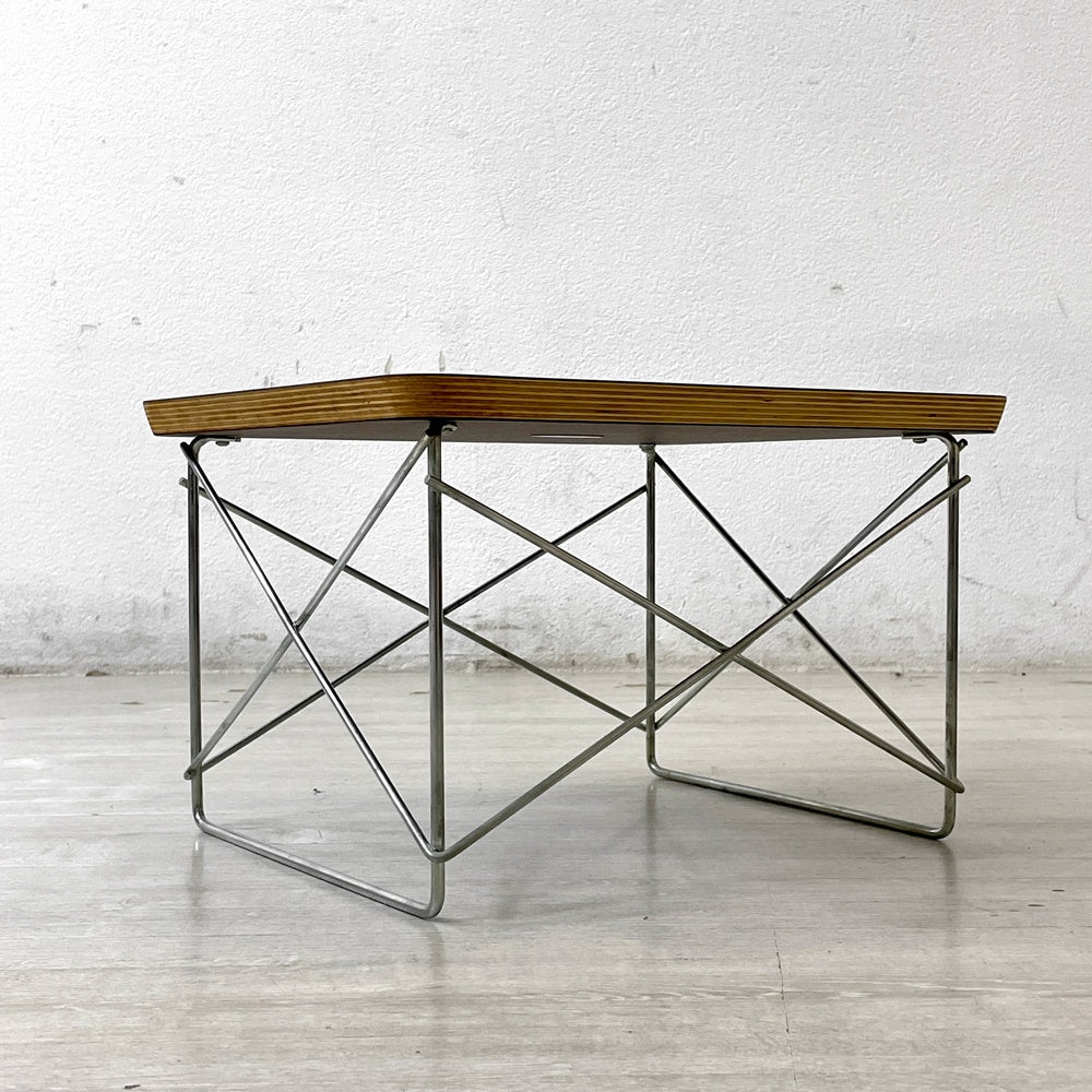 ハーマンミラー Herman Miller LTRT ワイヤーベース ローテーブル メラミントップ バーチ材 C&R イームズ ブラック お膳 W39.5cm ミッドセンチュリー ●