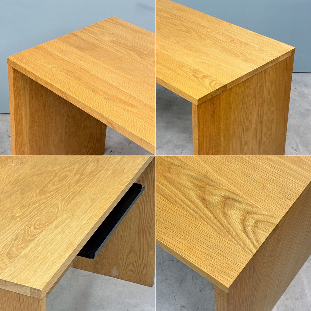 無印良品 MUJI オーク無垢材 コの字デスク W110cm 配線トレー付 ナチュラル シンプルデザイン 廃番 ◎