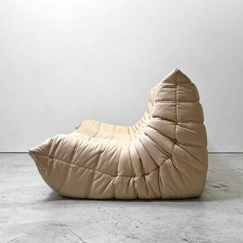 リーンロゼ ligne roset トーゴ TOGO 3シーターソファ Lランク Ultrasuede HP Shell Beige ミッシェル・デュカロワ Michel Ducaroy フランス家具 ●
