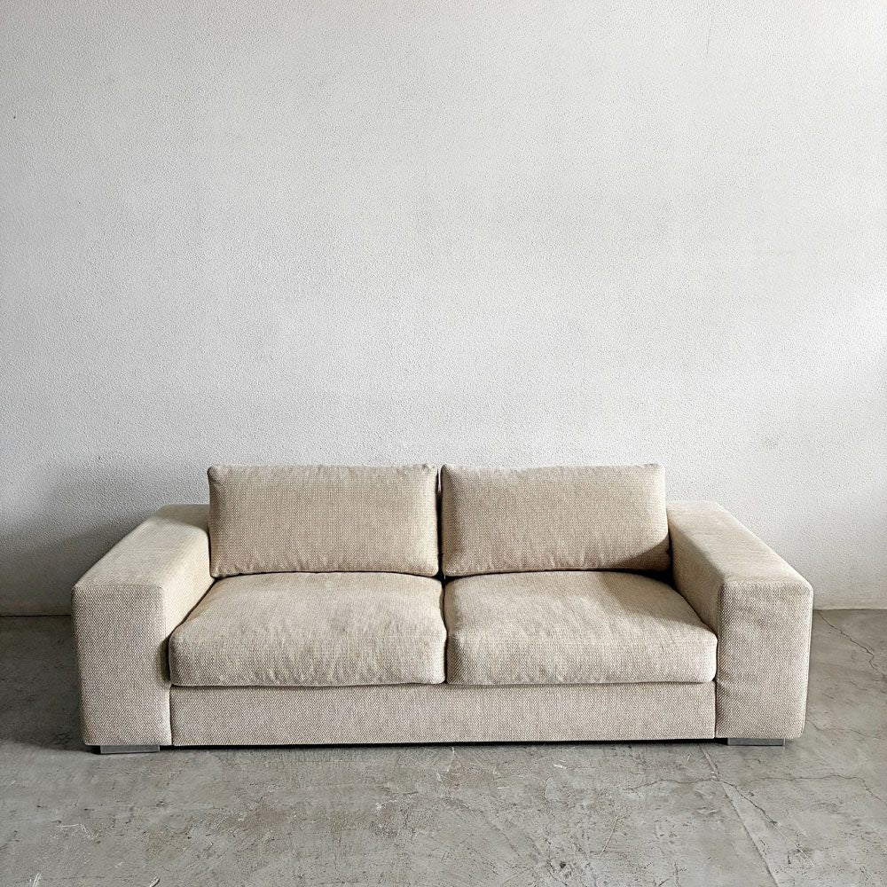 ボーコンセプト BoConcept インターノ Interno Ⅲ 2シーターソファ 2人掛け W217cm カバーリングファブリック オフホワイト系 スチール脚 デンマーク 廃番 〓