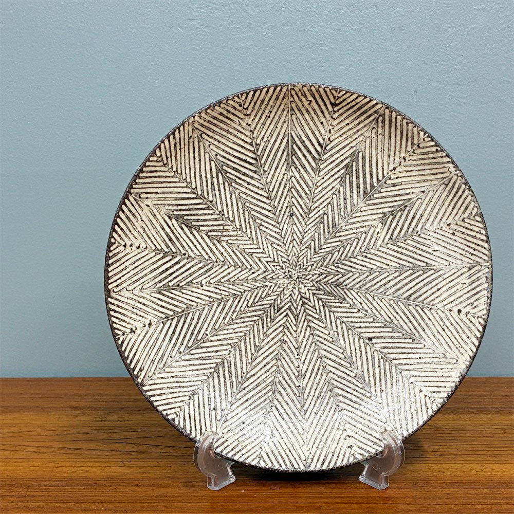 池田大介 ヘリンボーン 8寸皿 プレート ケーキ皿 Φ25.5cm 現代作家 三島手 陶器 大皿 丸皿 盛り皿 和食器 ◎
