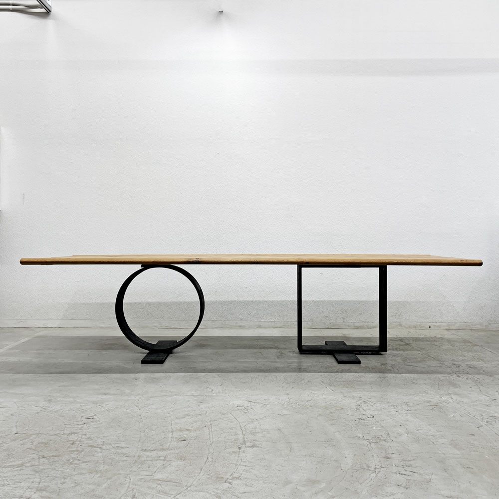 カッシーナ イクスシー Cassina ixc. 方・円 ホウエン HO-EN ダイニングテーブル フレンチオーク無垢材 スチールレッグ W300cm 戸沢忠蔵 廃番 〓