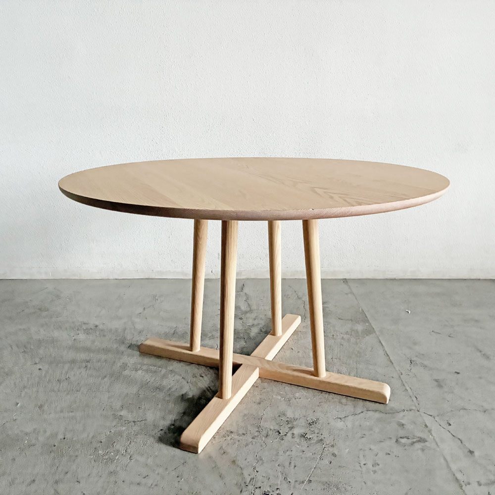 アクタス ACTUS タイム THYME ダイニングテーブル ラウンド W120cm オーク無垢材 ウレタン塗装 ミルク ナチュラル 定価￥149,600- 〓