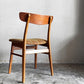 北欧ビンテージ Scandinavian vintage ダイニングチェア チーク材 x ビーチ材 ブラウン系 ストライプ柄 ファブリック 北欧家具 ■