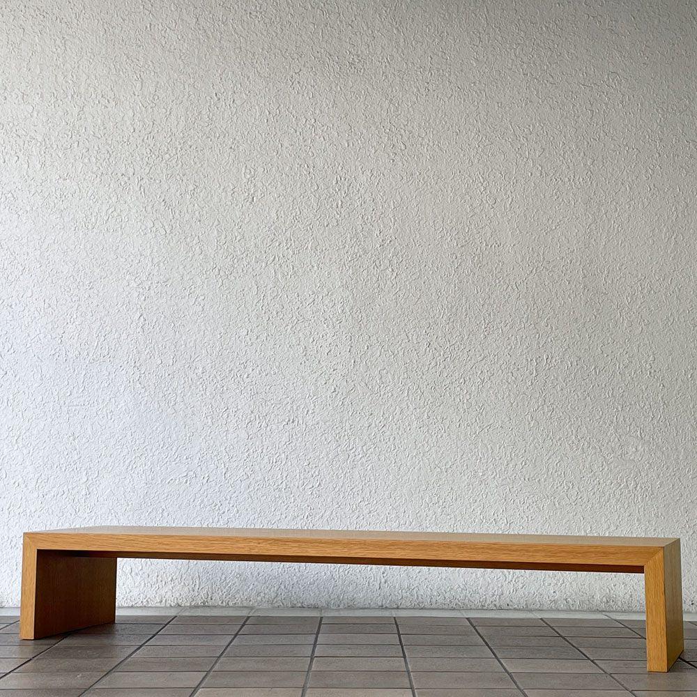 モダンデザイン Modern Design オーク材 コの字 ローテーブル ローボード ディスプレイボード 飾り台 W150×H25cm ナチュラルデザイン◇
