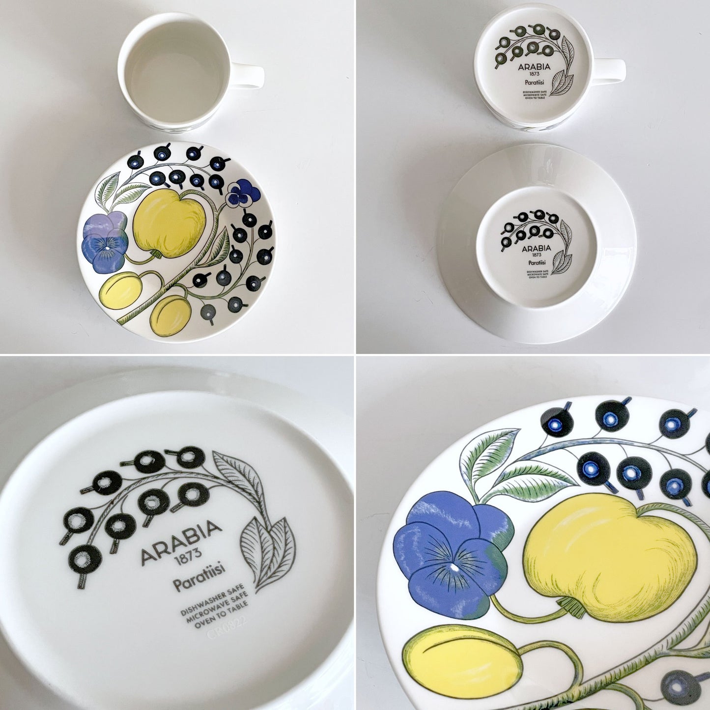 アラビア ARABIA パラティッシ PARATIISI ティーカップ&ソーサー ブルー&イエロー ビルガー・カイピアイネン Birger Kaipiainen フィンランド 北欧食器 A ■