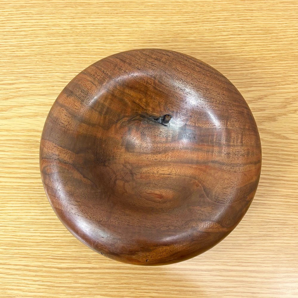 盛永省治 ウッドボウル Φ27.5cm クラロウォールナット無垢材 ウッドターニング 現代作家 ●