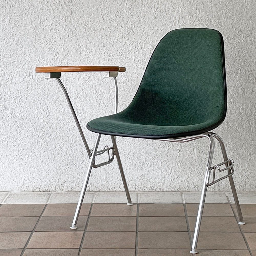 ハーマンミラー Herman Miller サイドシェルチェア セカンド 2nd ビンテージ アプホルスター スクールベース 肘掛けテーブル付 イームズ ミッドセンチュリー B ◇