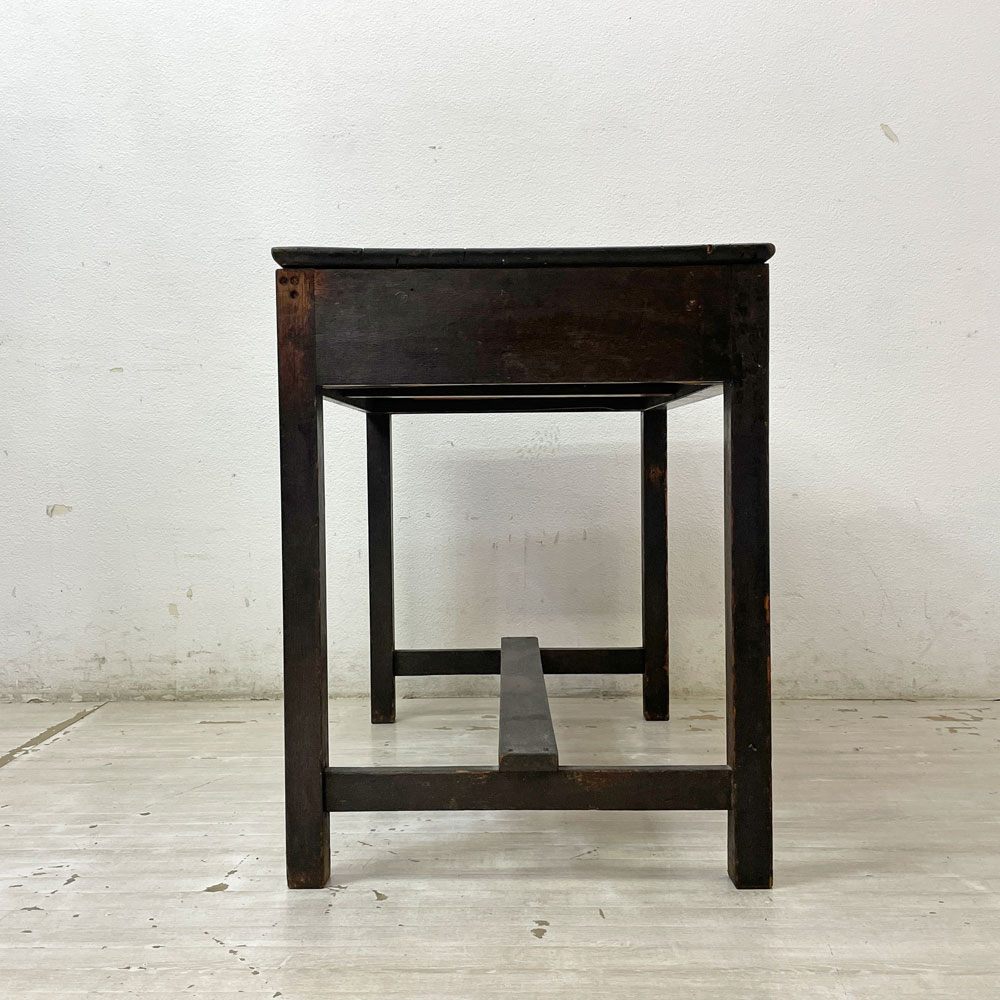 ジャパンビンテージ Japan Vintage 古い木味のデスク 抽斗2杯 レトロ家具 W90cm ●
