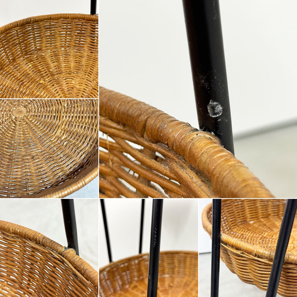 イデー IDEE ワラビー WALLABY サイドテーブル SIDE TABLE ラタン スチール ブラック ナチュラルモダン H60㎝ 定価￥39,900- ◎