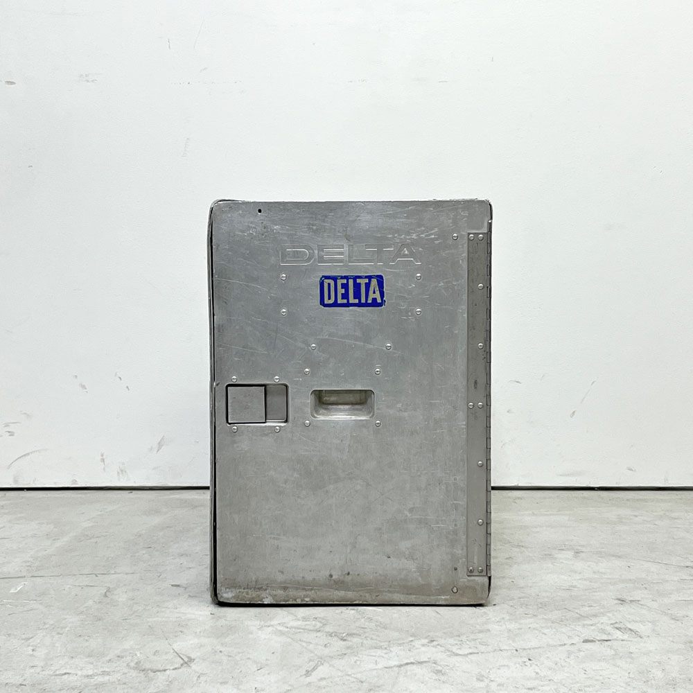 DELTA航空 ビンテージ ギャレーコンテナ ボックス Galley Box アルミ製 1ドア 6段 棚板付き 1960～70`s US Vintage B ●