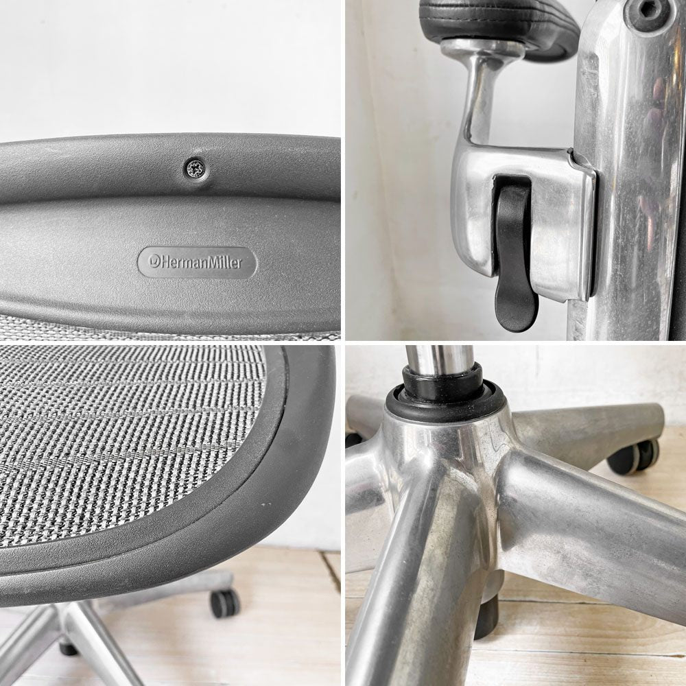 ハーマンミラー Herman Miller アーロンチェア Bサイズ ポスチャーフィット ウェイブ ポリッシュドアルミベース ビル・スタンフ ＆ ドン・チャドウィック ★