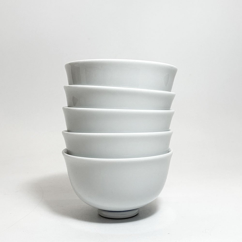 一保堂茶舗 湯呑茶碗 5客セット W8 × H4.5 cm お茶碗 白磁 熊川型 ★