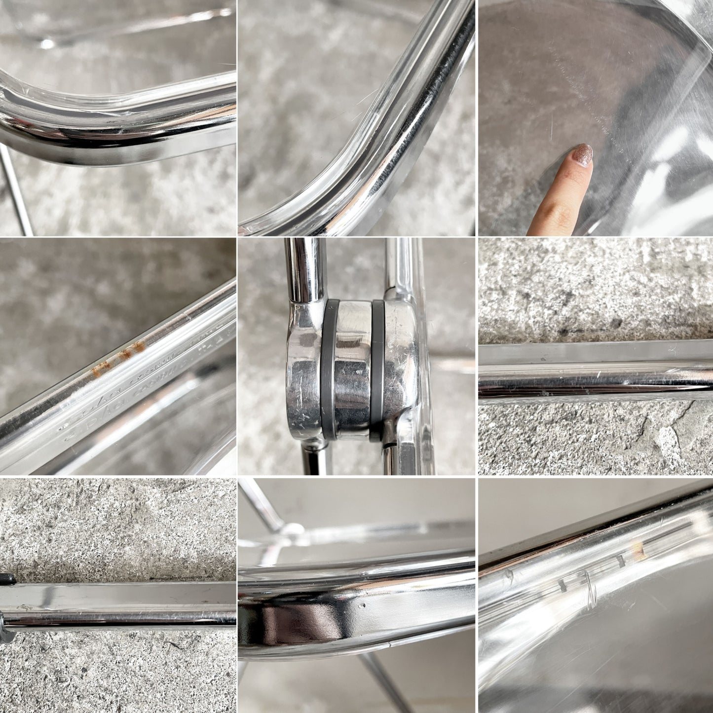 アノニマカステッリ ANONIMA CASTELLI プリアチェア PLIA チェア クリア クロームフレーム ジャンカルロ・ピレッティ Giancarlo Piretti イタリア A ■