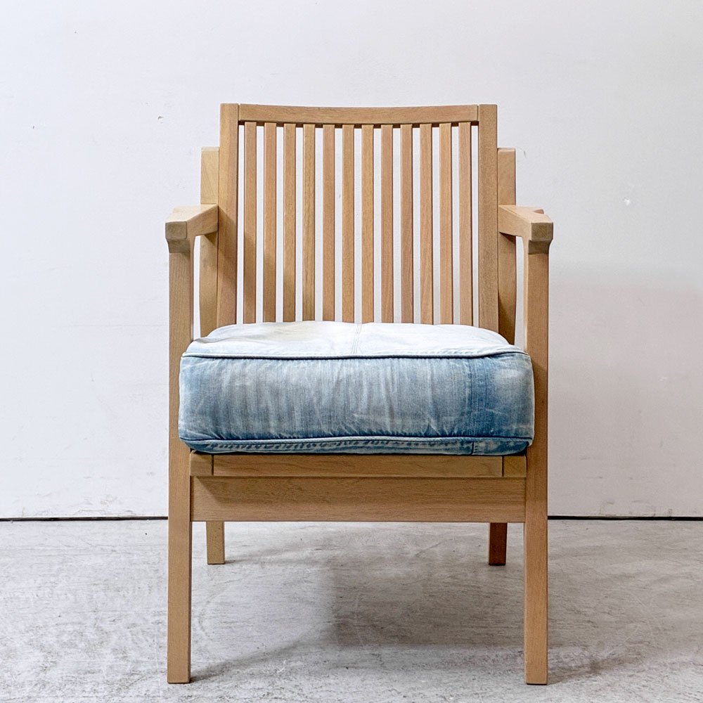 ダブルティー WTW アペルト チェア APERTO CHAIR NT アームチェア ラウンジチェア 1Pソファ アッシュ材 デニム地 西海岸 ウエストコースト ●