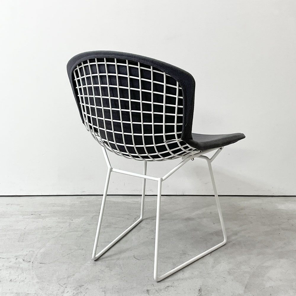 ノル Knoll 420 サイドチェア ワイヤーチェア ダイニングチェア ホワイト × グレー ファブリック フルカバー仕様 ハリー・ベルトイア ミッドセンチュリー ビンテージ B ●