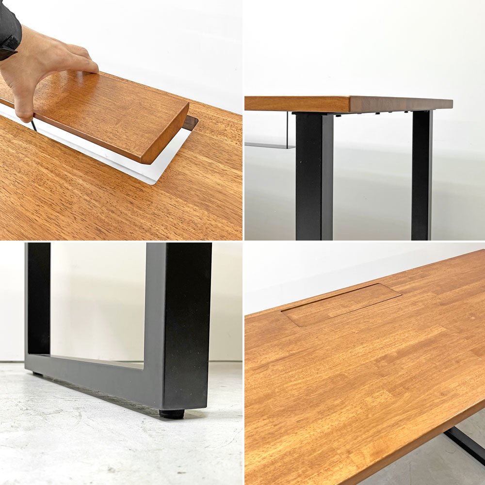 かなでもの KANADEMONO ザ・テーブル THE TABLE スタンディングデスク ラバーウッド材 ブラウン × ブラックスチール脚 W155xH104cm ●