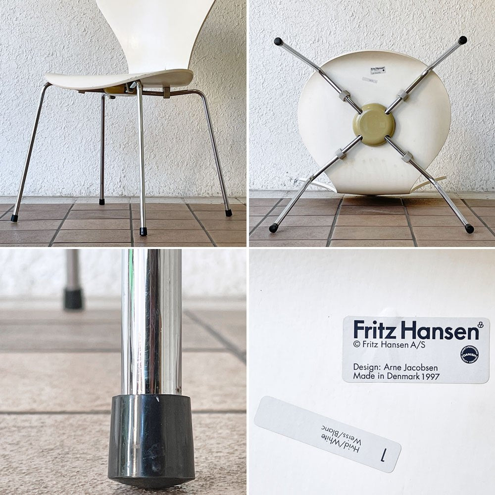 フリッツハンセン Fritz Hansen 3107 セブンチェア ラッカー ホワイト スタッキング アルネ・ヤコブセン デンマーク 北欧家具 C ◇