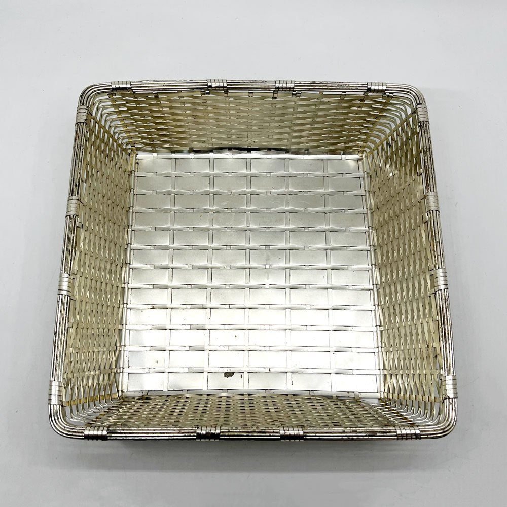 クリストフル CHRISTOFLE コレクション ガリア COLLECTION GALLIA ブレッド バスケット Bread Basket スクエア 編み込み シルバー 銀メッキ W23.5cm フランス B ●