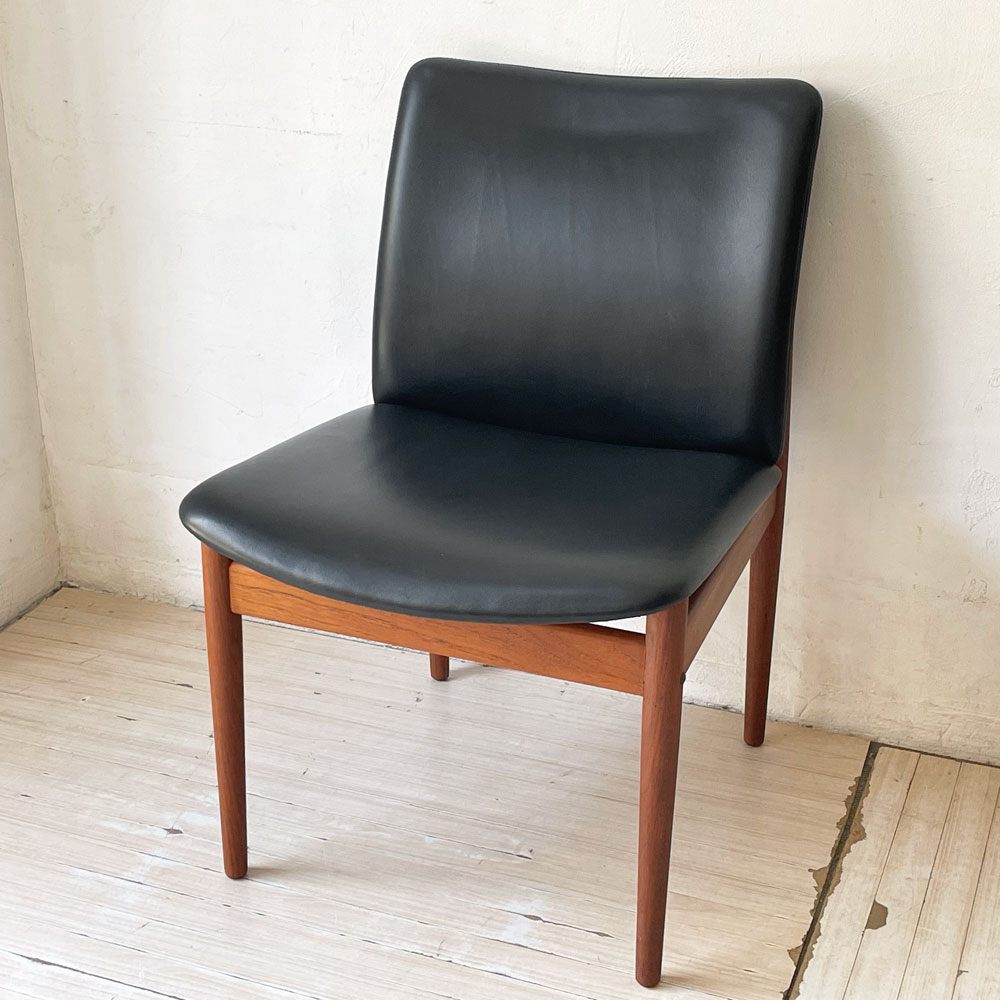 フランス＆サン France&Son 191チェア ダイニングチェア ラウンジチェア チーク材 レザー張り フィンユール Finn Juhl 北欧家具 ビンテージ ★