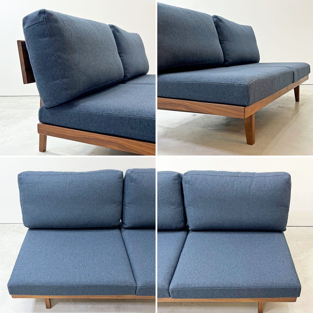 マスターウォール MASTERWAL コモンルーツ COMMON ROOTS ブリッジソファ BRIDGE SOFA 2シーター 160 ファブリックシート ブルーベリー ウォールナット無垢集成材 ●