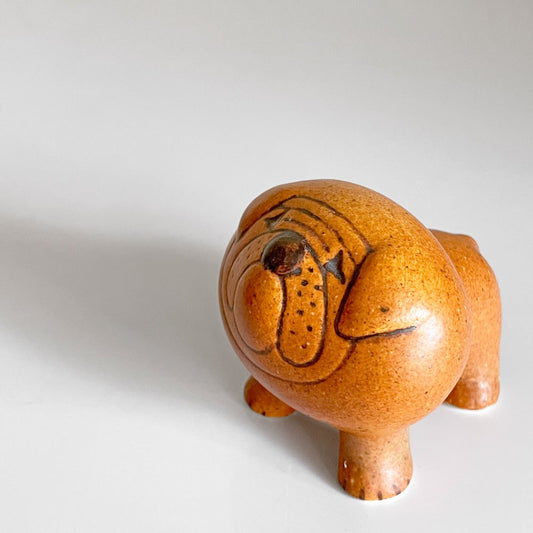 グスタフスベリ KERAMIK STUDION GUSTAVSBERG ケンネル kennel ブルドッグ ミニサイズ 復刻品 ブラウン リサ・ラーソン 陶器 フィギュリン スウェーデン 北欧雑貨 ■