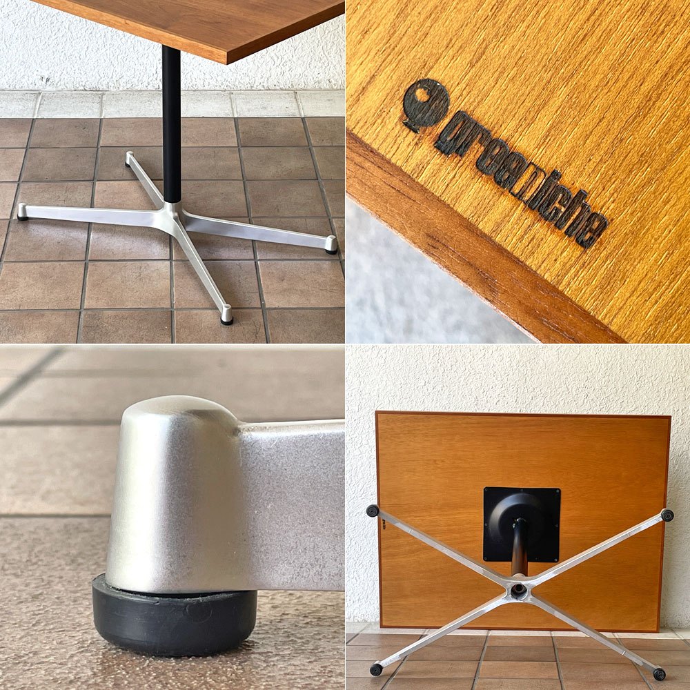 グリニッチ greeniche カフェテーブル Cafe Table 900×700 ダイニングテーブル チーク材 Xスチールレッグ インダストリアル ◇