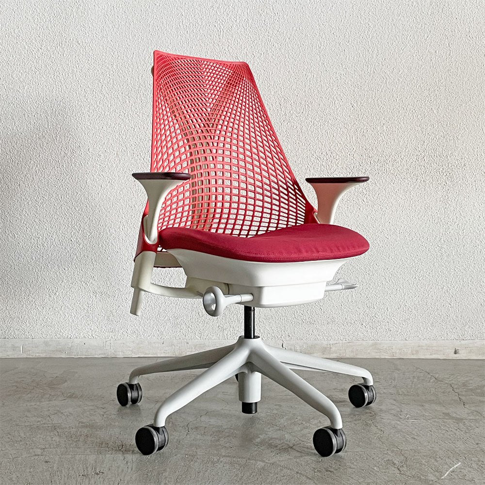 ハーマンミラー Herman Miller セイルチェア SAYL CHAIR デスクチェア オフィスチェア レッド ミドルバック イヴ・ベアール 2013年製 旧モデル 〓