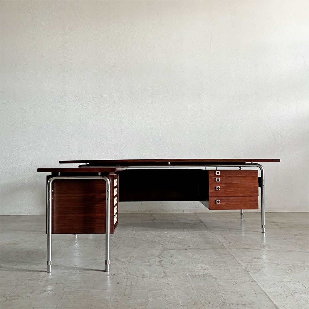 シバストファニチャー Sibast Furniture オフィスデスク No.275 ローズウッド×スチール サブデスク付 W204cm アルネ・ヴォッダー デンマーク 北欧ビンテージ 〓