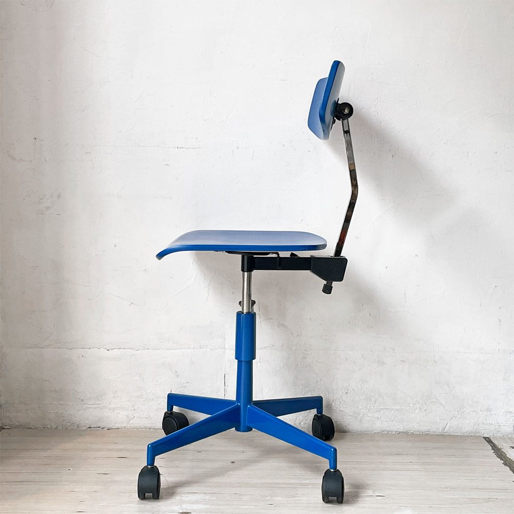 ラボファ Labofa デスクチェア オフィスチェア プライウッド ブルー ダブルホイール 高さ調整可 デンマーク製 北欧家具 ★