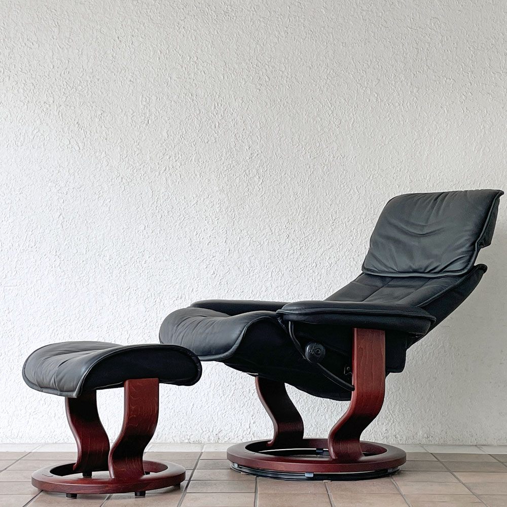 エコーネス EKORNES コモドール Commodore ストレスレスチェア stressless オットマン付き リクライニングチェア 北欧家具 ノルウェー ◇