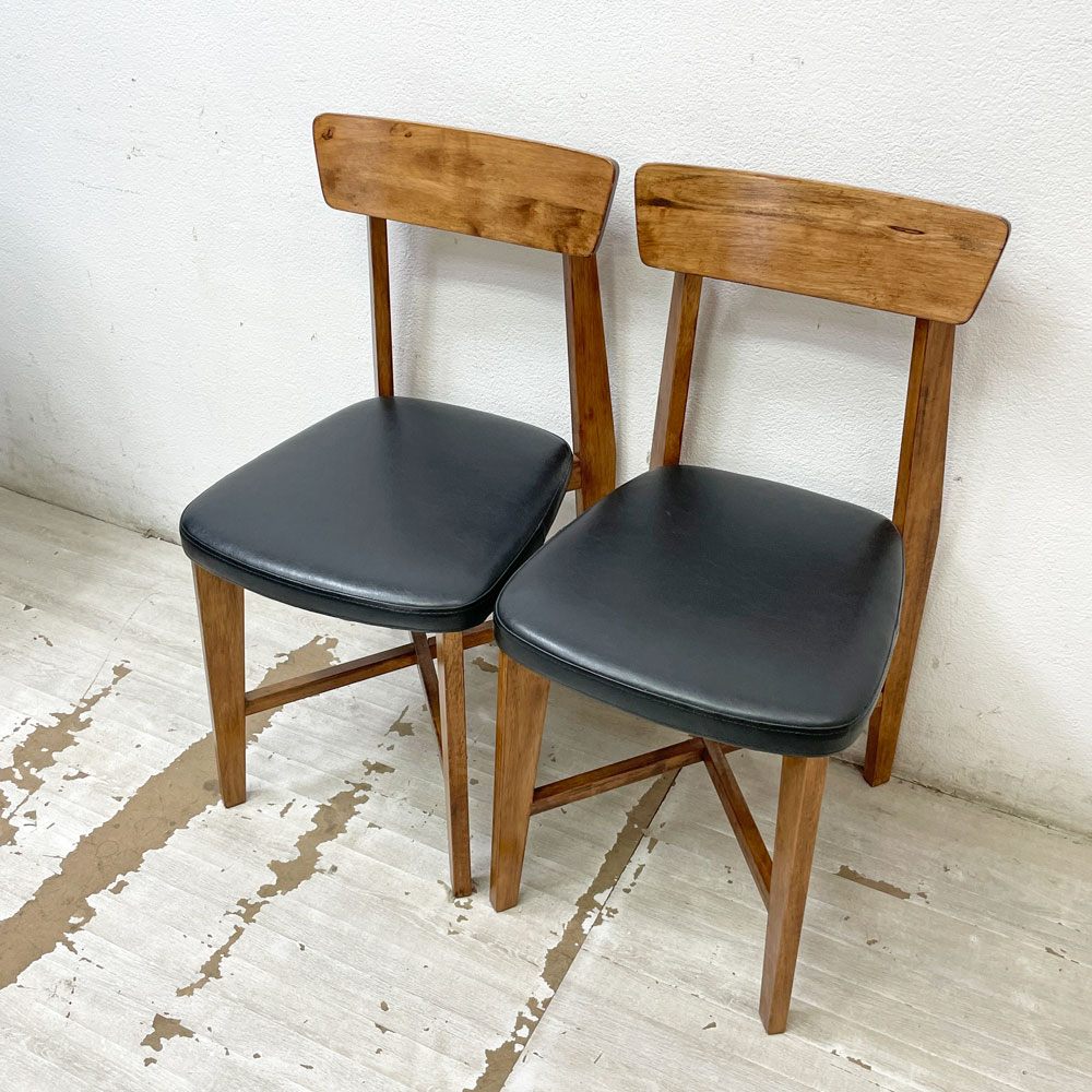 ジャーナルスタンダードファニチャー j.s.F シノン CHINON CHAIR ダイニングチェア PVCレザーシート  ラバーウッド材 ブラック A ●