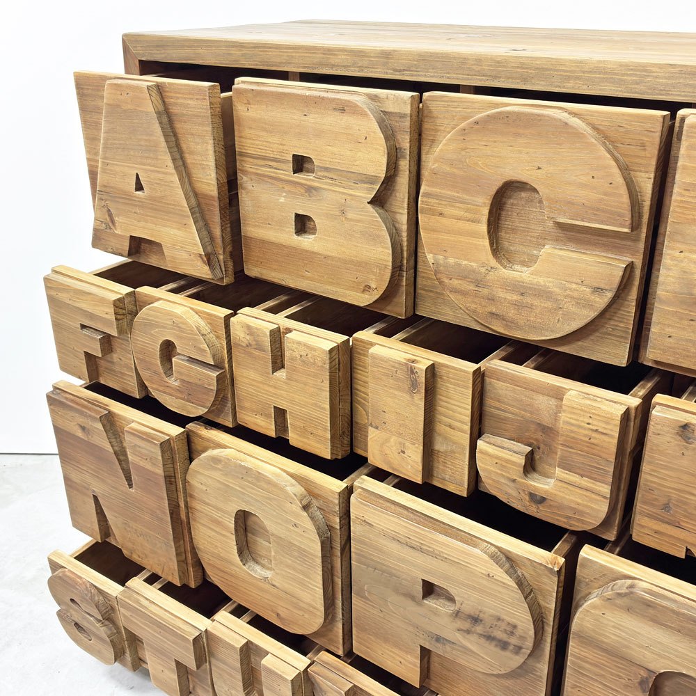 クラッシュゲート CRASH GATE ノットアンティークス Knot antiques ABC キャビネット 古材 チェスト アルファベット 大小抽斗計26杯 店舗什器 関家具 ●