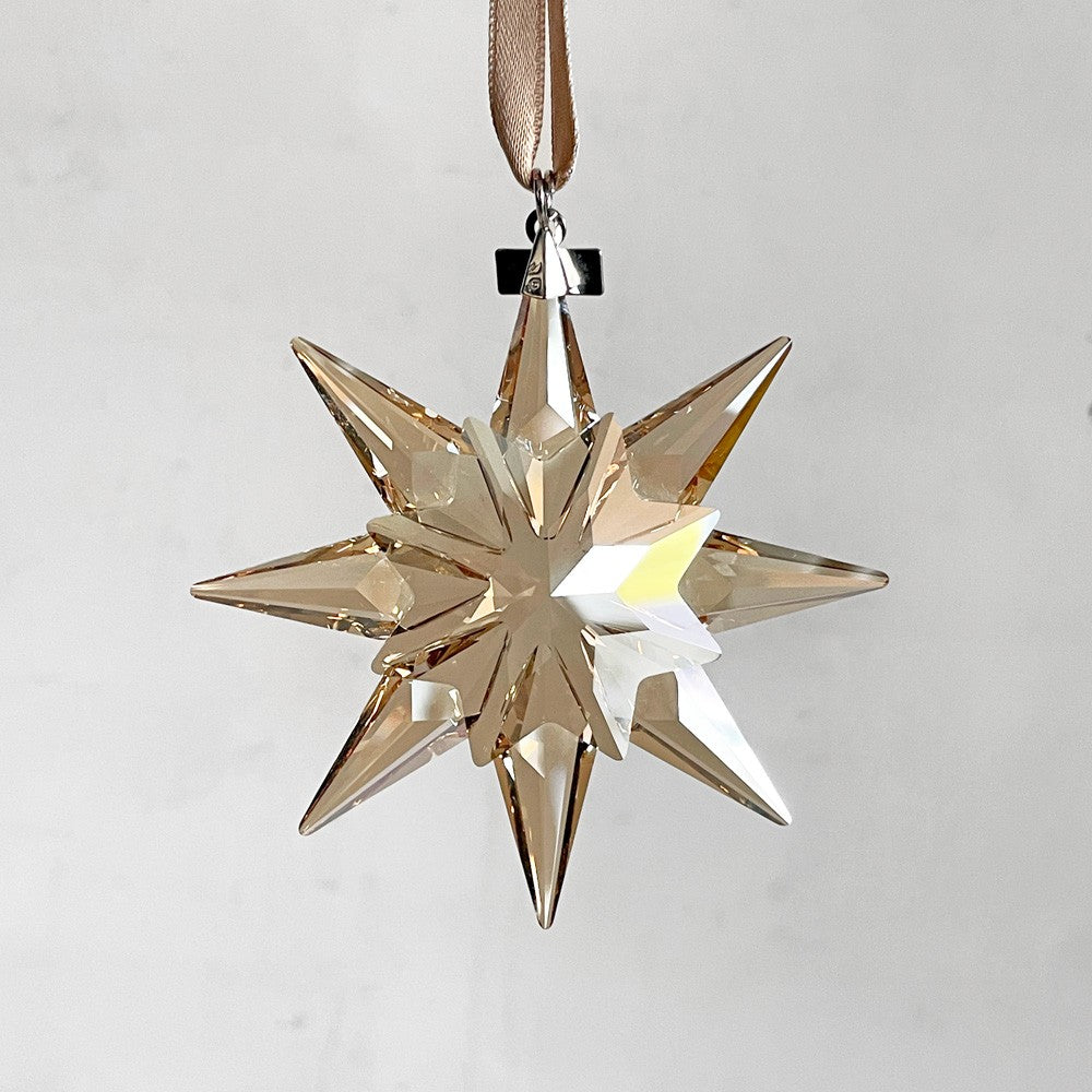 スワロフスキー SWAROVSKI クリスマスオーナメント SCS会員限定 2009年 ゴールデンシャドウ 結晶モチーフ クリスタル 箱付き ■
