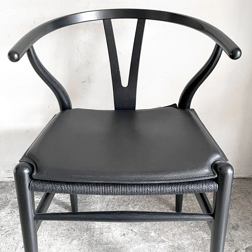 カールハンセン＆サン Carl Hansen & Son ウィッシュボーンチェア WISHBONE CHAIR CH24 Yチェア 専用チェアクッション レザー ブラック ■