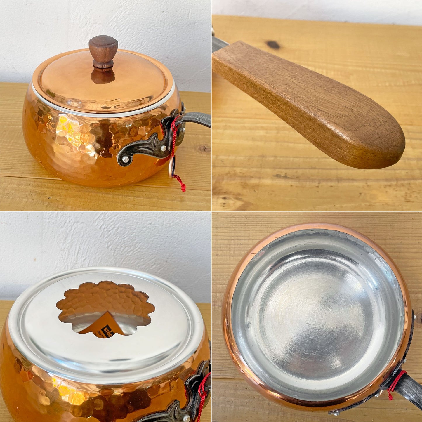 ストックリ Stockli netstal チーズフォンデュセット 槌目 銅製 片手鍋＆スタンド＆フォーク2種類 計12点 スイス 未使用保管品 ★