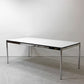 USMモジュラーファニチャー USM Haller USMハラーテーブル ワーキングデスク W200cm アジャスター パールグレーラミネート  ホワイト 高さ調整機能 リング付 モダンデザイン ●