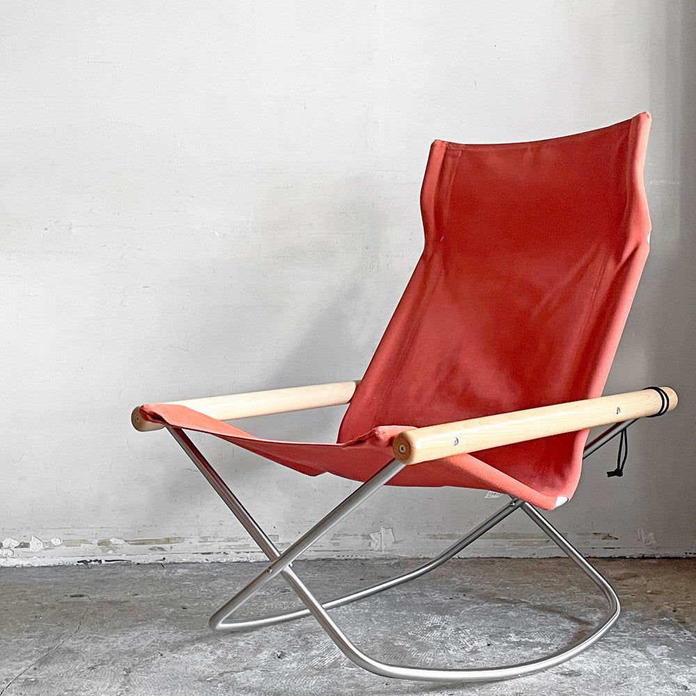 ニーチェアX  NY chair X フォールディングチェア ロッキング 折り畳み ナチュラル×レンガ MoMA 藤栄 新居 猛 ■